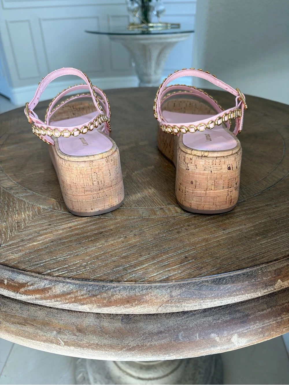 Larroude Gio Melanina Flatform in Tulip Patent Leather (NEVER BEEN WORN)